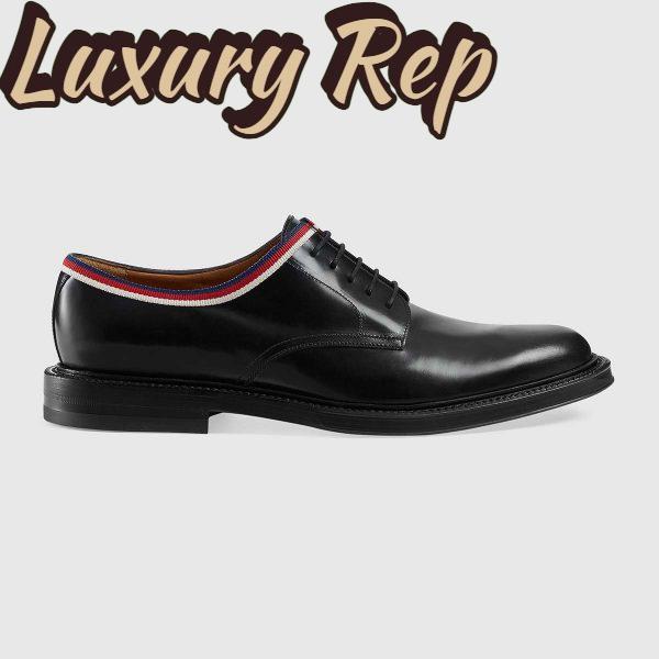 Replica Gucci Men Leather Lace-up Shoes Black