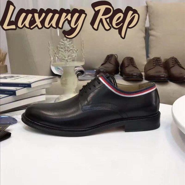 Replica Gucci Men Leather Lace-up Shoes Black 4
