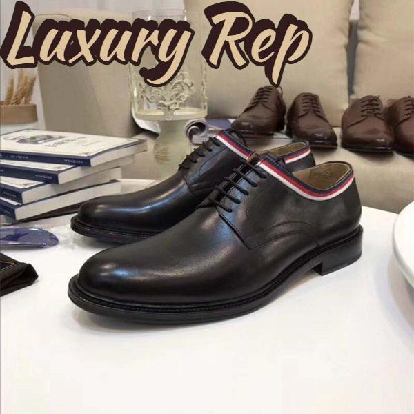 Replica Gucci Men Leather Lace-up Shoes Black 5