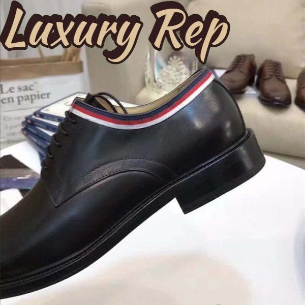 Replica Gucci Men Leather Lace-up Shoes Black 6
