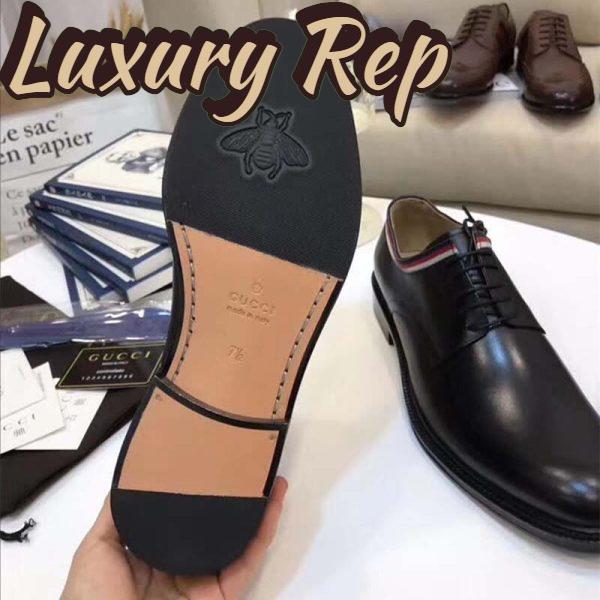 Replica Gucci Men Leather Lace-up Shoes Black 8