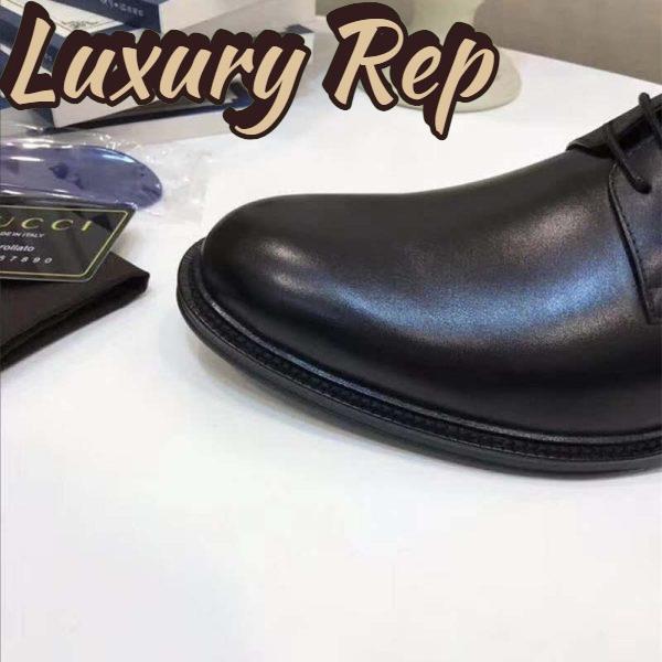 Replica Gucci Men Leather Lace-up Shoes Black 9