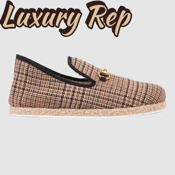 Replica Gucci Unisex GG Check Wool Loafer in Brown Check Wool 2