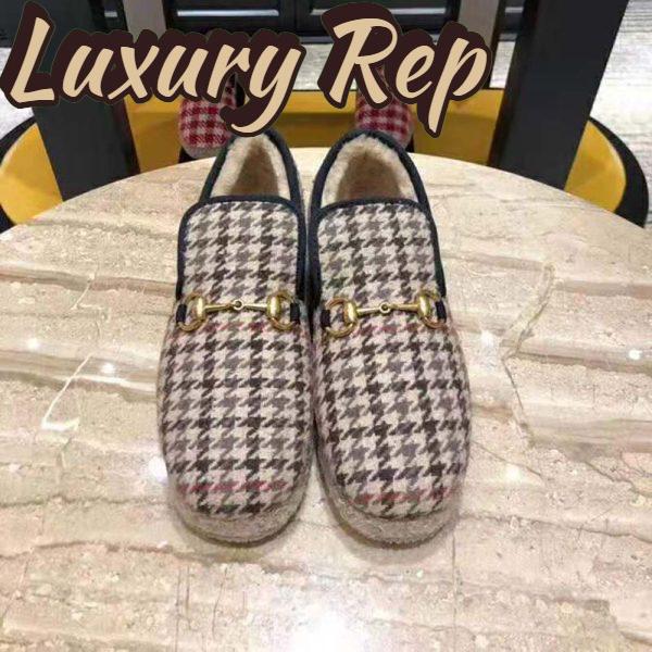 Replica Gucci Unisex GG Check Wool Loafer in Brown Check Wool 4