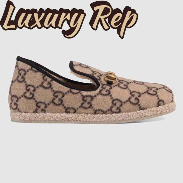 Replica Gucci Unisex GG Wool Loafer in Beige and Ebony GG Wool
