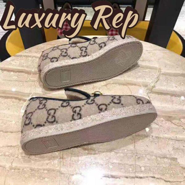 Replica Gucci Unisex GG Wool Loafer in Beige and Ebony GG Wool 3