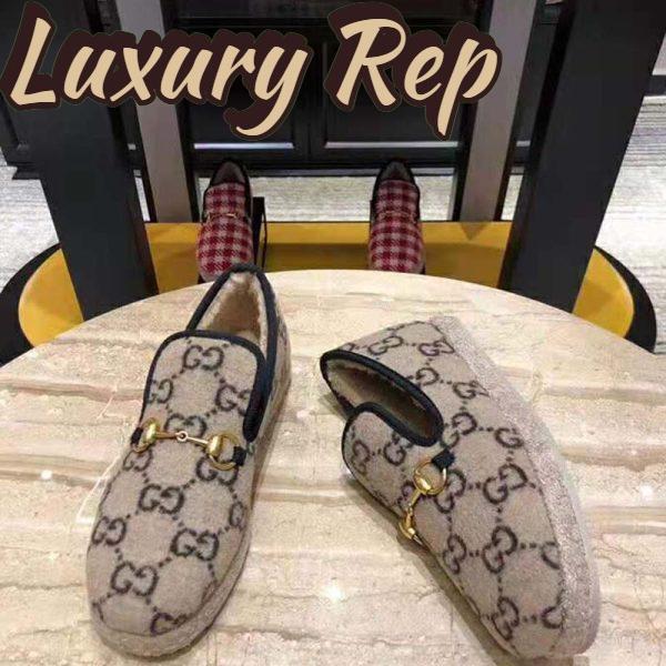 Replica Gucci Unisex GG Wool Loafer in Beige and Ebony GG Wool 6