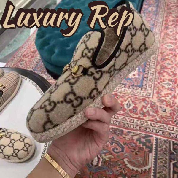 Replica Gucci Unisex GG Wool Loafer in Beige and Ebony GG Wool 10