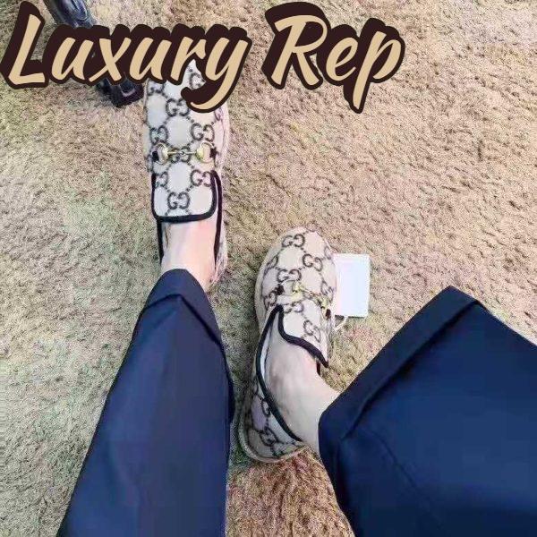 Replica Gucci Unisex GG Wool Loafer in Beige and Ebony GG Wool 13