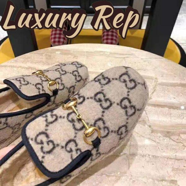 Replica Gucci Unisex GG Wool Loafer in Beige and Ebony GG Wool 15