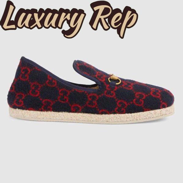 Replica Gucci Unisex GG Wool Loafer in Blue and Red GG Wool
