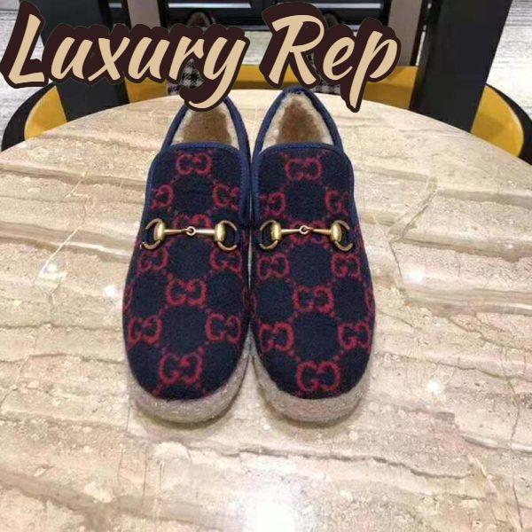 Replica Gucci Unisex GG Wool Loafer in Blue and Red GG Wool 4
