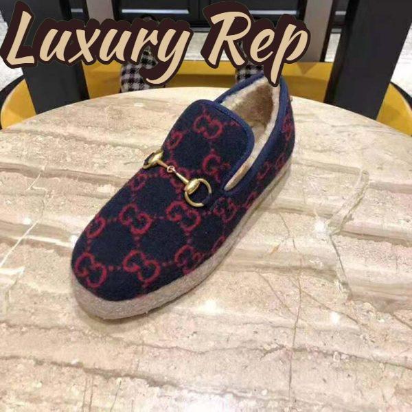 Replica Gucci Unisex GG Wool Loafer in Blue and Red GG Wool 5