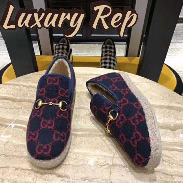 Replica Gucci Unisex GG Wool Loafer in Blue and Red GG Wool 6
