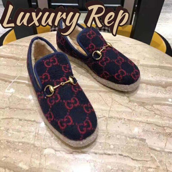Replica Gucci Unisex GG Wool Loafer in Blue and Red GG Wool 7