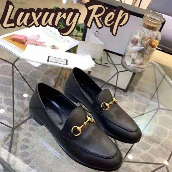 Replica Gucci Women Leather Horsebit Loafer 1.3 cm Height-Black 3