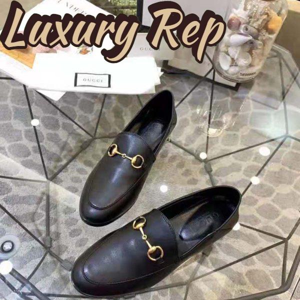 Replica Gucci Women Leather Horsebit Loafer 1.3 cm Height-Black 4
