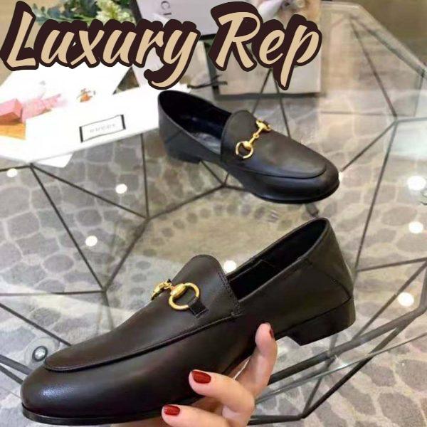 Replica Gucci Women Leather Horsebit Loafer 1.3 cm Height-Black 7