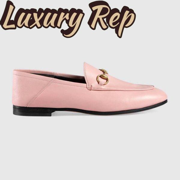 Replica Gucci Women Leather Horsebit Loafer 1.3 cm Height-Pink 2