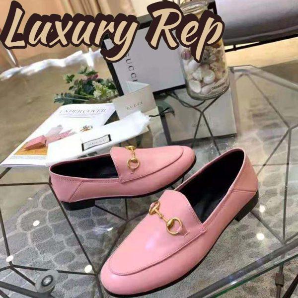 Replica Gucci Women Leather Horsebit Loafer 1.3 cm Height-Pink 3