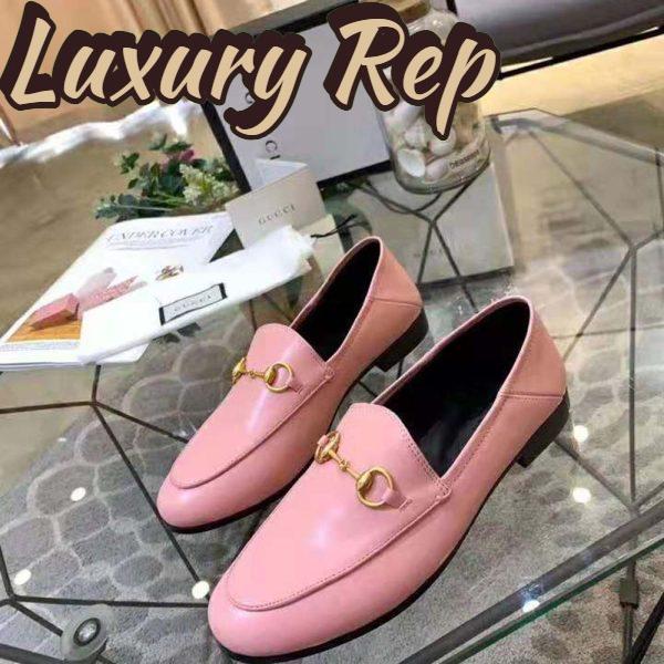 Replica Gucci Women Leather Horsebit Loafer 1.3 cm Height-Pink 4
