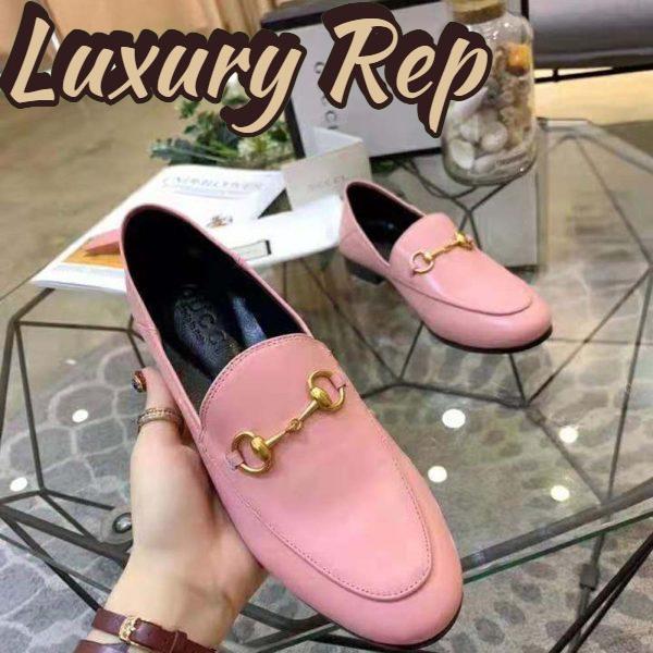 Replica Gucci Women Leather Horsebit Loafer 1.3 cm Height-Pink 6