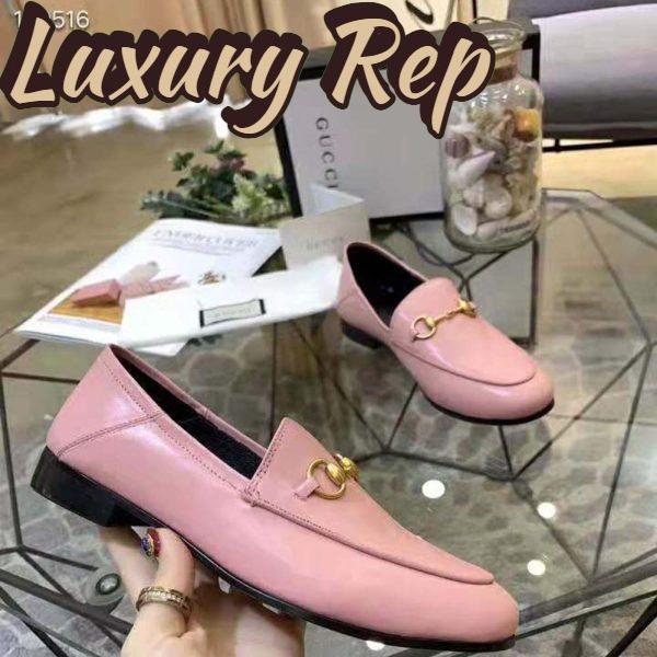 Replica Gucci Women Leather Horsebit Loafer 1.3 cm Height-Pink 7