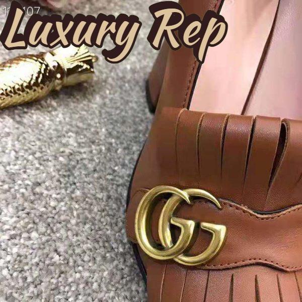 Replica Gucci Women Leather Mid-Heel Pump with Fringe 5.1cm Heel-Brown 8