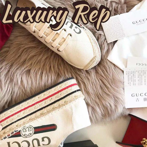 Replica Gucci Women Shoes Logo Platform Espadrille 50mm Heel-White 6