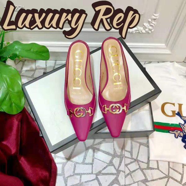Replica Gucci Women Zumi Leather Slide 4.6 cm Height-Rose 3
