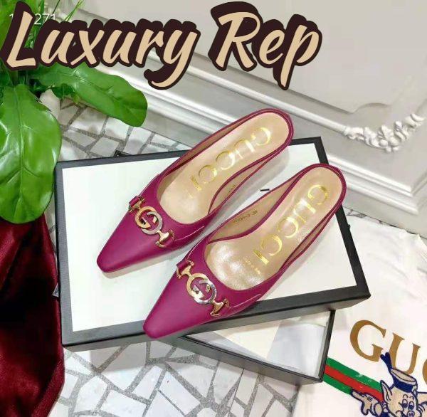 Replica Gucci Women Zumi Leather Slide 4.6 cm Height-Rose 4