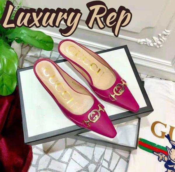 Replica Gucci Women Zumi Leather Slide 4.6 cm Height-Rose 5