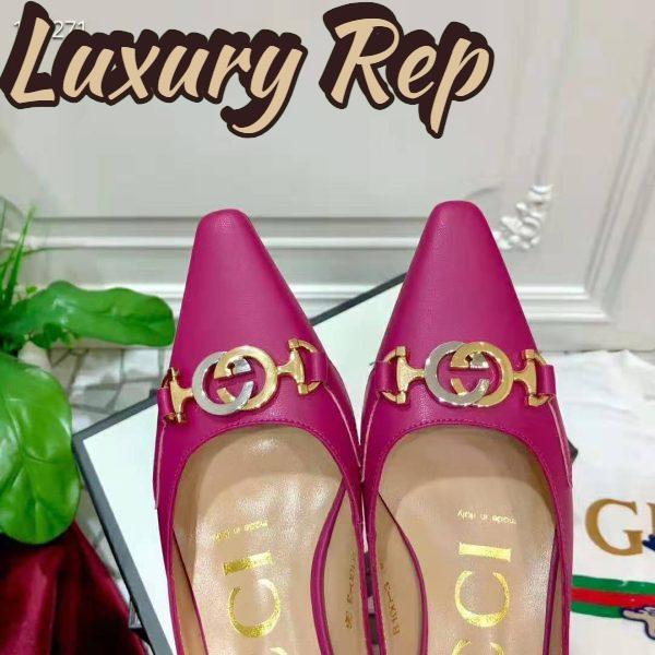 Replica Gucci Women Zumi Leather Slide 4.6 cm Height-Rose 8
