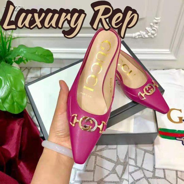 Replica Gucci Women Zumi Leather Slide 4.6 cm Height-Rose 9