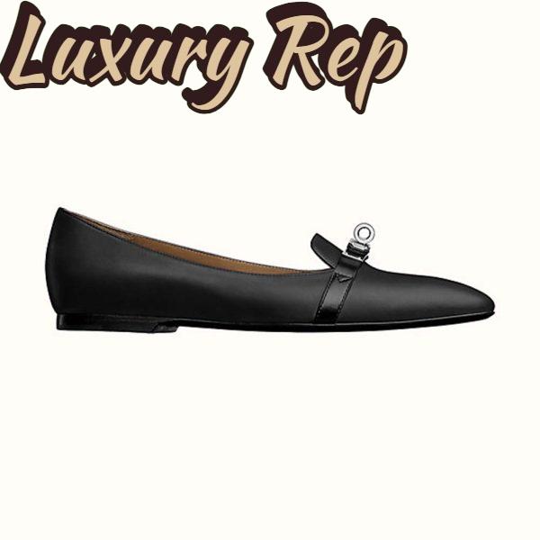 Replica Hermes Women Shoes Pegase Ballerina in Calfskin-Black 2