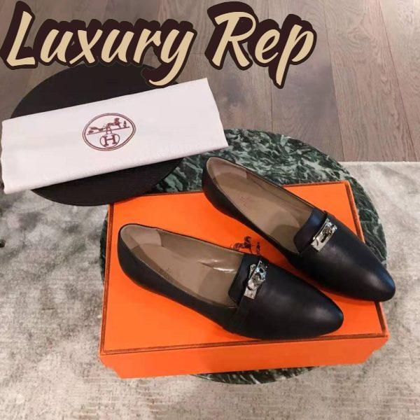 Replica Hermes Women Shoes Pegase Ballerina in Calfskin-Black 3