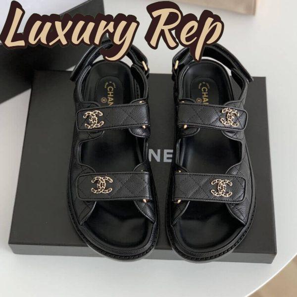 Replica Chanel Women Open Toe Sandal in Calfskin Leather-Black