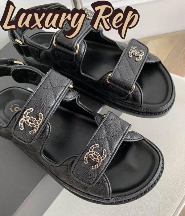 Replica Chanel Women Open Toe Sandal in Calfskin Leather-Black 3