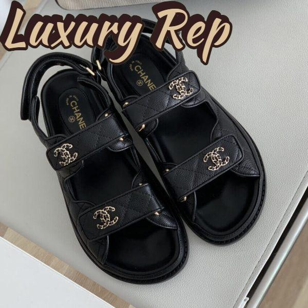 Replica Chanel Women Open Toe Sandal in Calfskin Leather-Black 4