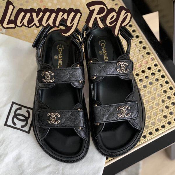 Replica Chanel Women Open Toe Sandal in Calfskin Leather-Black 5