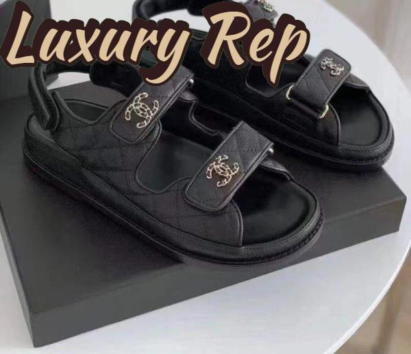 Replica Chanel Women Open Toe Sandal in Calfskin Leather-Black 6