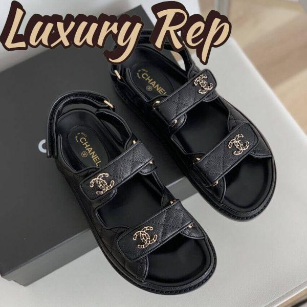 Replica Chanel Women Open Toe Sandal in Calfskin Leather-Black 7
