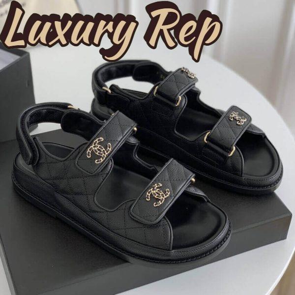 Replica Chanel Women Open Toe Sandal in Calfskin Leather-Black 9