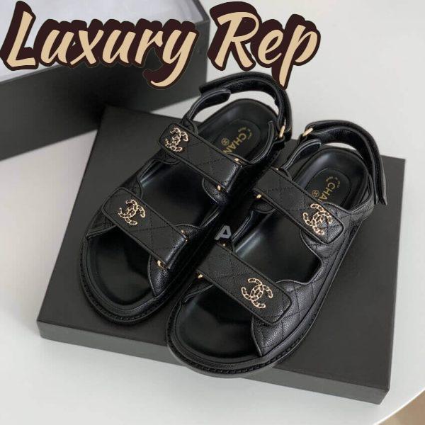 Replica Chanel Women Open Toe Sandal in Calfskin Leather-Black 10