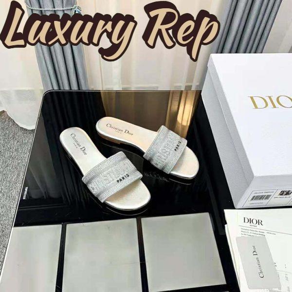 Replica Dior Women Dway Slide Cotton Metallic Thread Embroidery and Silver-Tone Strass 6