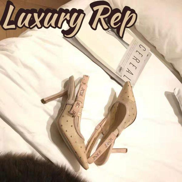 Replica Dior Women J’adior Plumetis Slingback Pump with Strass 10cm Heel-Sandy 4