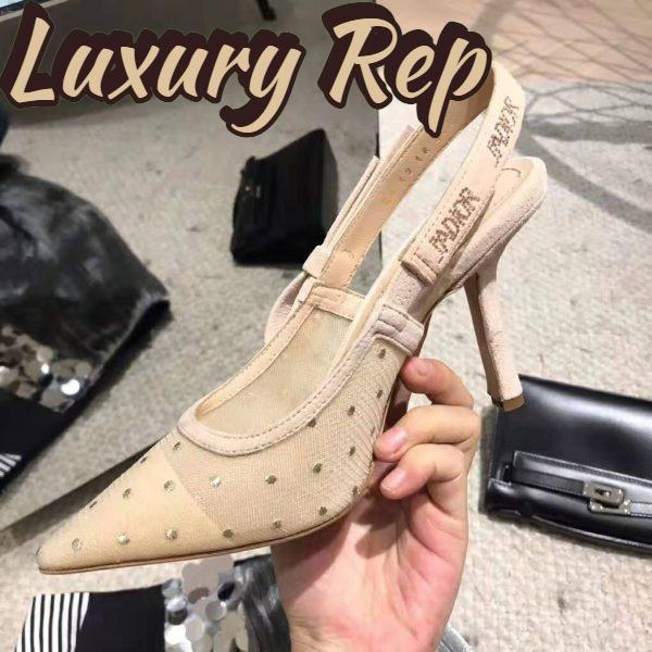 Replica Dior Women J’adior Plumetis Slingback Pump with Strass 10cm Heel-Sandy 6