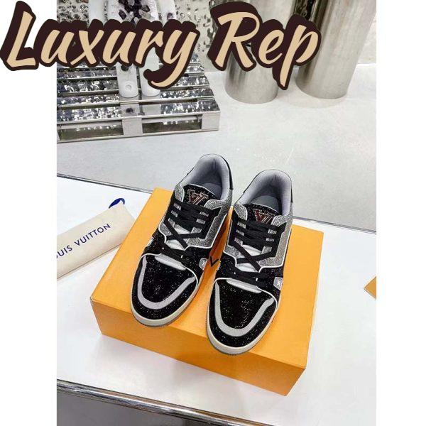 Replica Louis Vuitton Unisex Trainer Sneaker Black Strass Rubber Outsole LV Initials Monogram Flowers 5