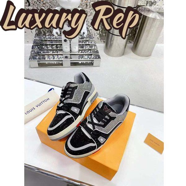 Replica Louis Vuitton Unisex Trainer Sneaker Black Strass Rubber Outsole LV Initials Monogram Flowers 6