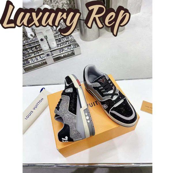 Replica Louis Vuitton Unisex Trainer Sneaker Black Strass Rubber Outsole LV Initials Monogram Flowers 7